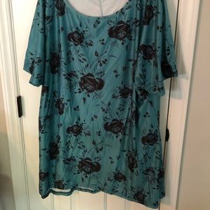 Teal with Black rose tunic